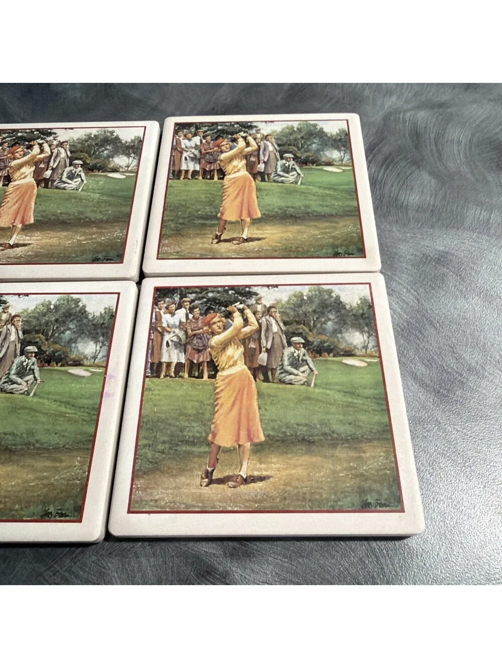 Vintage Golf Coasters Set Of 4